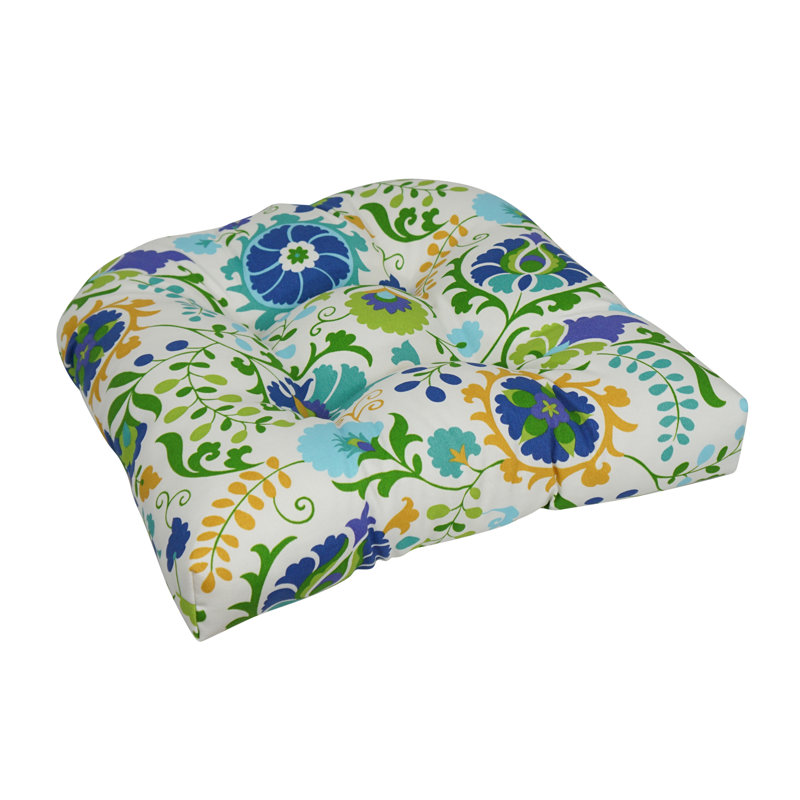 Outdoor 5'' Seat Cushion, Green/Blue