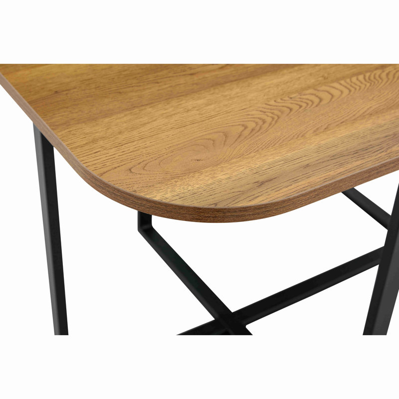 Table moderne à double texture - panneau de fibres à densité moyenne avec marbre et papier laqué à motif de bois, structure en métal robuste, table polyvalente 4 à 6 places