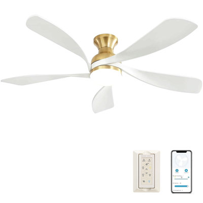 Ventilateur de plafond 52 pouces avec 3 lumières à DEL à intensité variable réversible et silencieuse