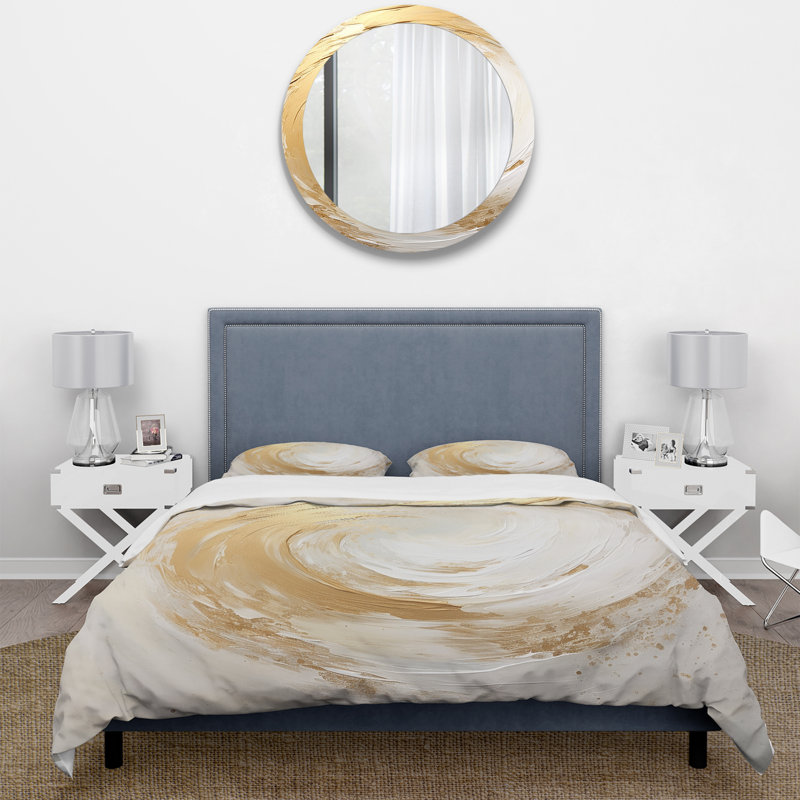 Ensemble de housse de couette or et blanc Soft Wave Vortex I - Abstract Spirals