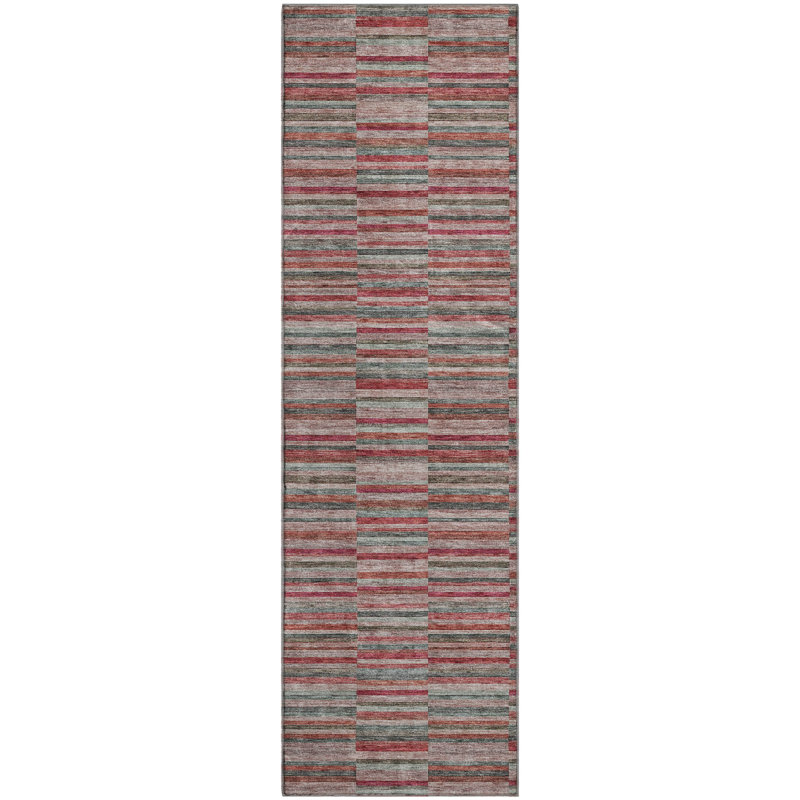 Premium Machine Washable Prisco Red Rug, Runner 2'3" x 7'6"
