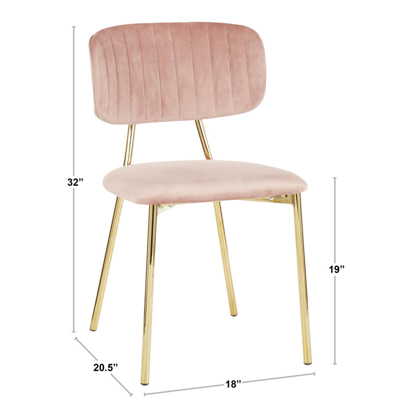 Addington 19'' H Velvet Upholstered Side Chair, Green, Gold