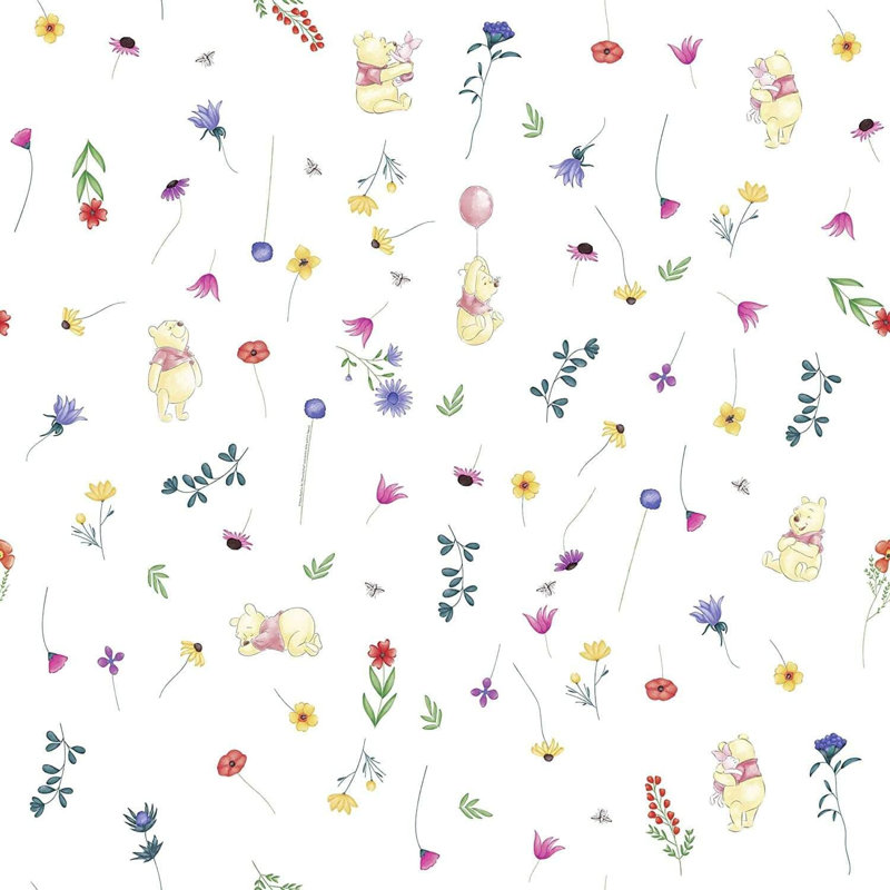 Disney Winnie The Pooh Wallpaper Roll Girls Unisex Childrens Bedroom White