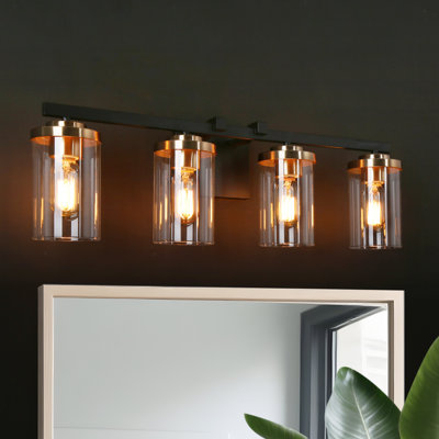 Froney 4-Light Dimmable Black Bathroom Vanity Light