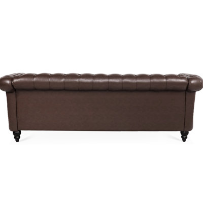 85.12" Dark Brown , Three Seater, With A Soft And Foam Padding Seater Pu Leather 85.12", Easy Assembly Feature