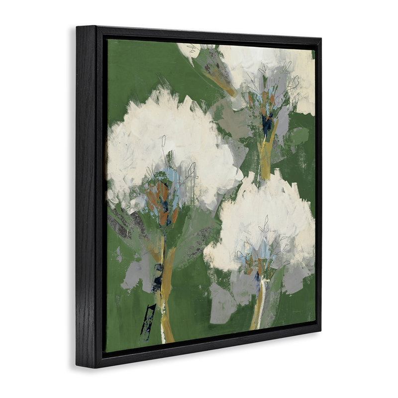 «Abstract Flower Buds» par Liz Jardine, Cadre flottant noir de jais, H 25 po x l 25 po