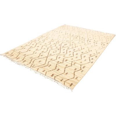 Audee One-of-a-Kind Rectangle 9'1" X 12'7" New Age Wool Area Rug in Brown/Cream