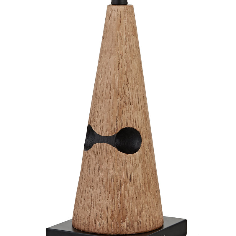 Hufsah 27 in. Black Brown Modern Dimmable Polyresin For Bedroom Living Room Bedside Desk Nightstand Table Lamp Set With Linen Drum Shape And USB Prot