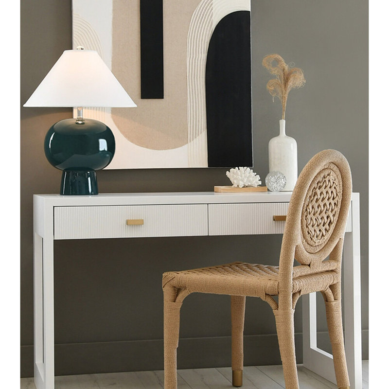 Larkin Solid Wood Writing Desk, Natural Oak