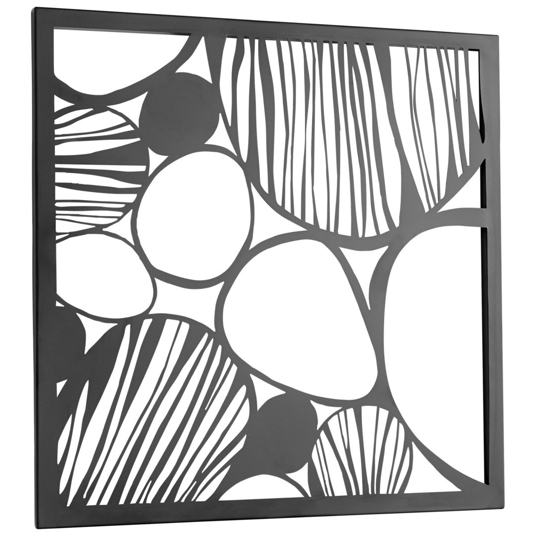 Roccia Modern Abstract Wall Decor on Metal Cyan Design