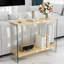  Rectangular Tempered Glass Console Table Entryway Storage Table With Wood-toned Mdf Top And Storage Shelf For Hallway, Living Room, Foyer, Apartment, Office-314684708