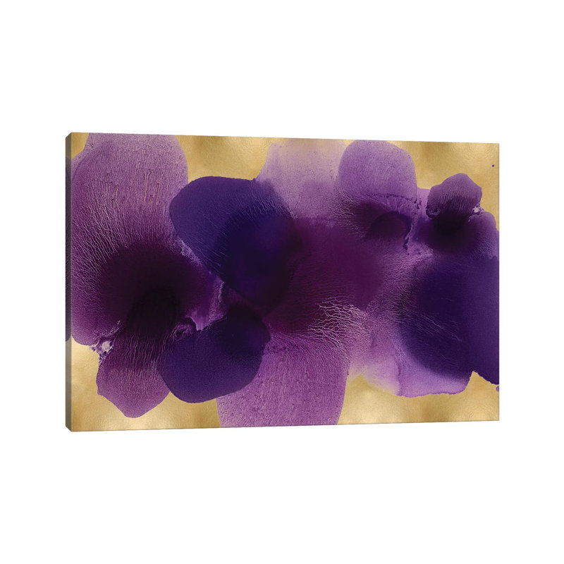 Free Form Purple On Gold by Hannah Carlson - Wrapped Canvas Print, 101.6 cm H x 66.04 cm W x 3.175 cm D
