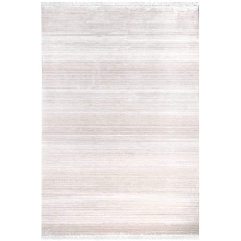 Tapis beige / crème en polyester tissé à la machine Fiore, Rectangle 5 pi 3 po x 7 pi 7 po