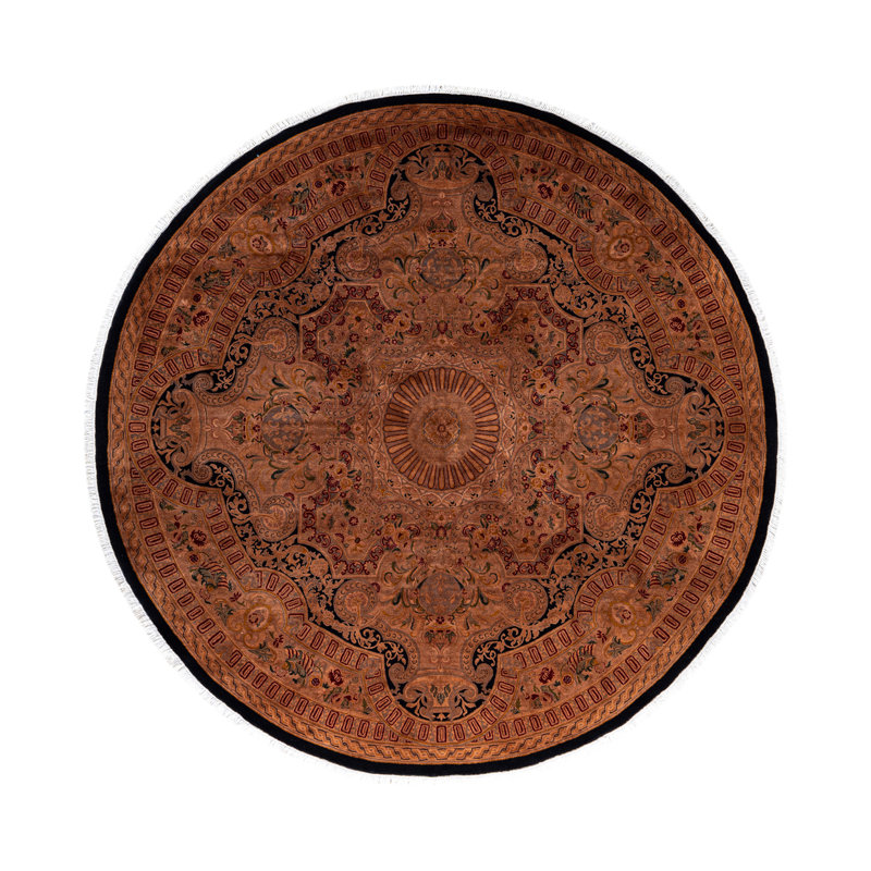 Overdyed Hand-Knotted Wool Modern-Contemporary Brown Area Rug 8' 1" x 8' 1"