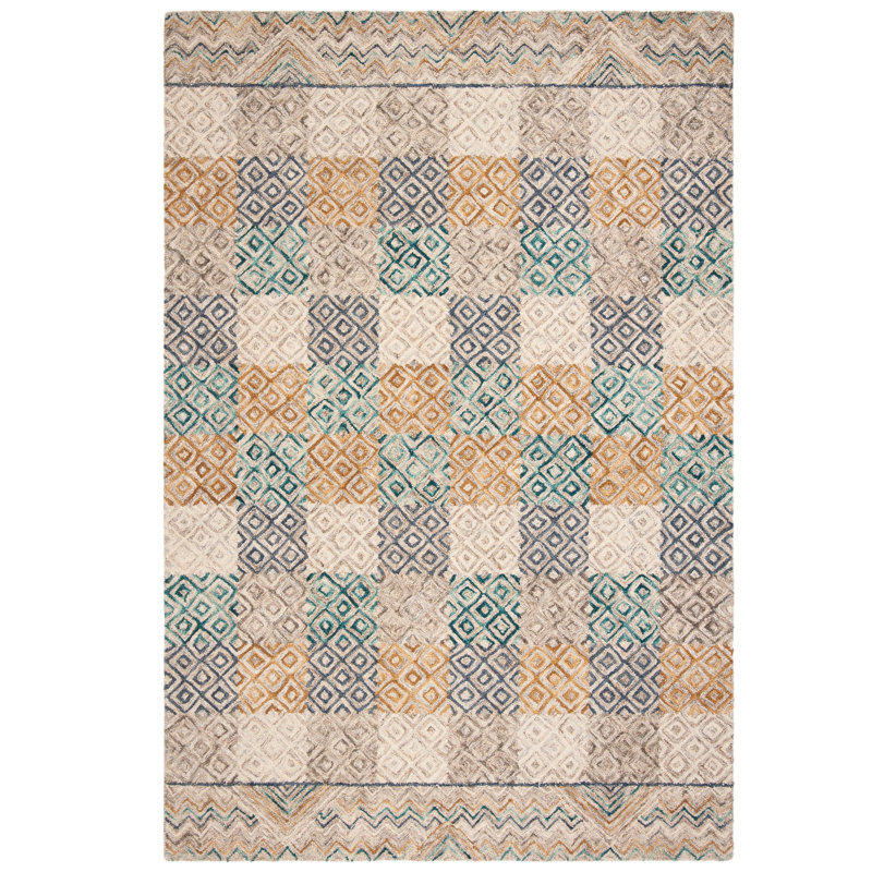 Deyoung Hand Tufted Wool Geometric Rug, Rectangle 4' x 6'