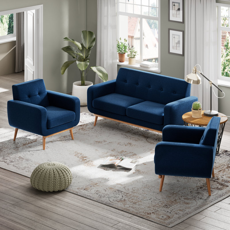 3 - Piece Living Room Set, Blue