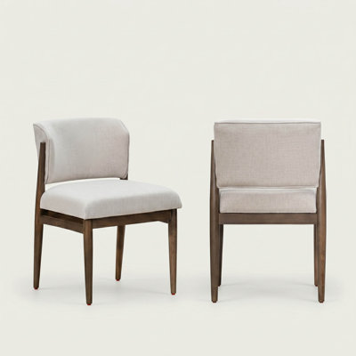 Halren Upholstered Solid Wood Dining Chair - Linen Taupe