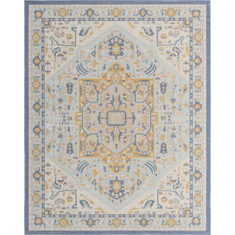 Tapis oriental bleu ciel Joshette, Rectangle 9 pi x 12 pi