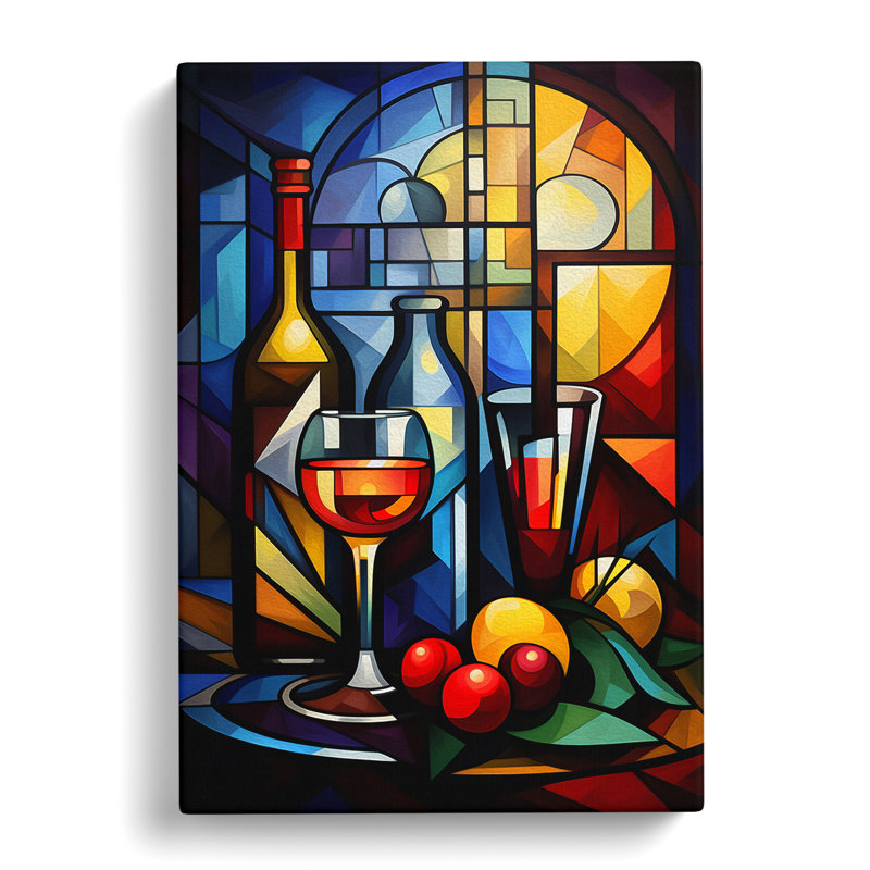 Wine Cubism No.2 - No Frame Print, 60cm H x 40cm W x 3cm D