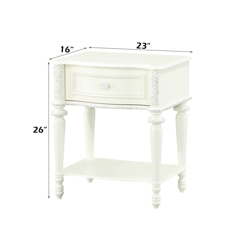 Style transitionnel - Table de chevet avec finition, 1 tiroir, miroir biseauté à inclinaison inclinée, base de miroir ovale, support de poids de 40 lb, largeur de 23 po, profondeur de 16 po, hauteur de 26 po, finition un bord biseauté, capacité de charge
