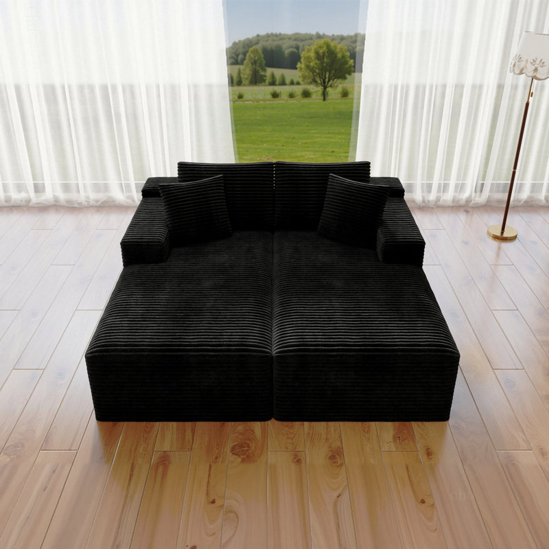 Siège de canapé modulaire 70,8 x 68,9 po, canapé rembourré comprimé pour salon, chambre à coucher, appartement, aucun assemblage requis, combinaison libre de 2 pièces, tissu en velours côtelé moelleux