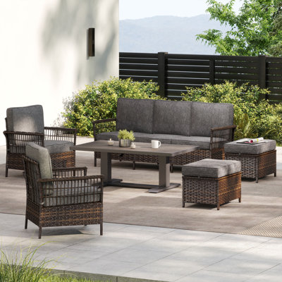 5 Person Patio Conversation Sets With Adjustable Height Table