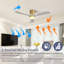 Ventilateur de plafond décoratif 52 pouces avec lumière DEL à intensité variable, télécommande 6 vitesses, 3 pales en bois massif, moteur à courant continu réversible pour le salon