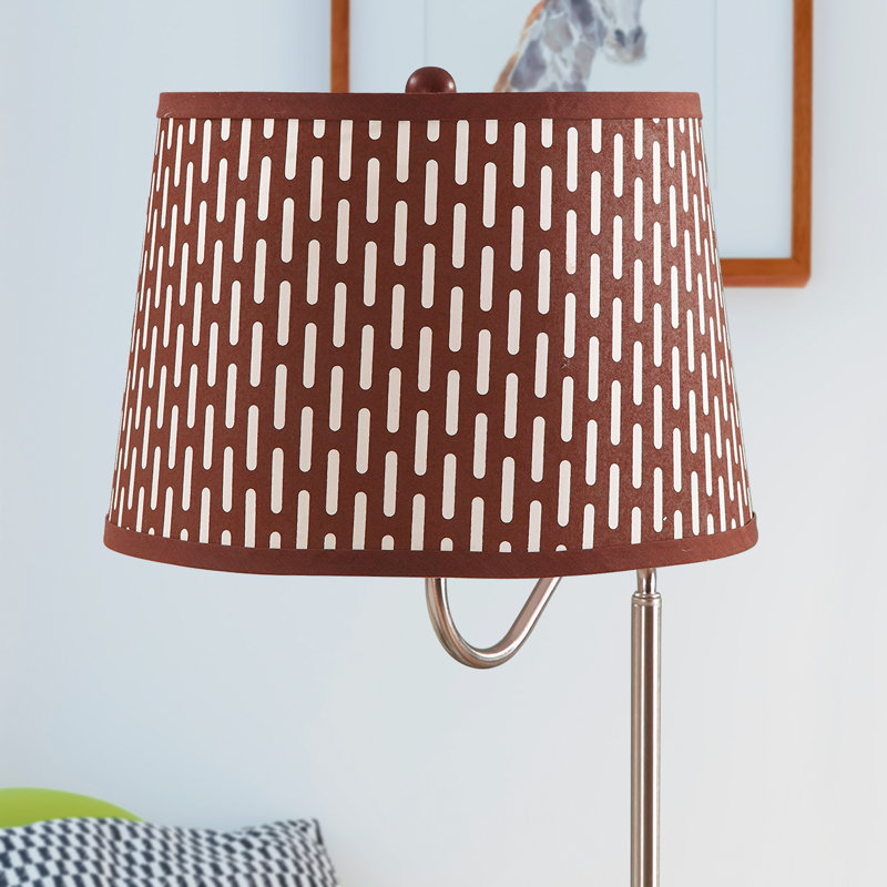Madison 56 in. Modern LED Bedside Table Lamp with Fabric Drum Shade and Wireless Charging Pad, Brass