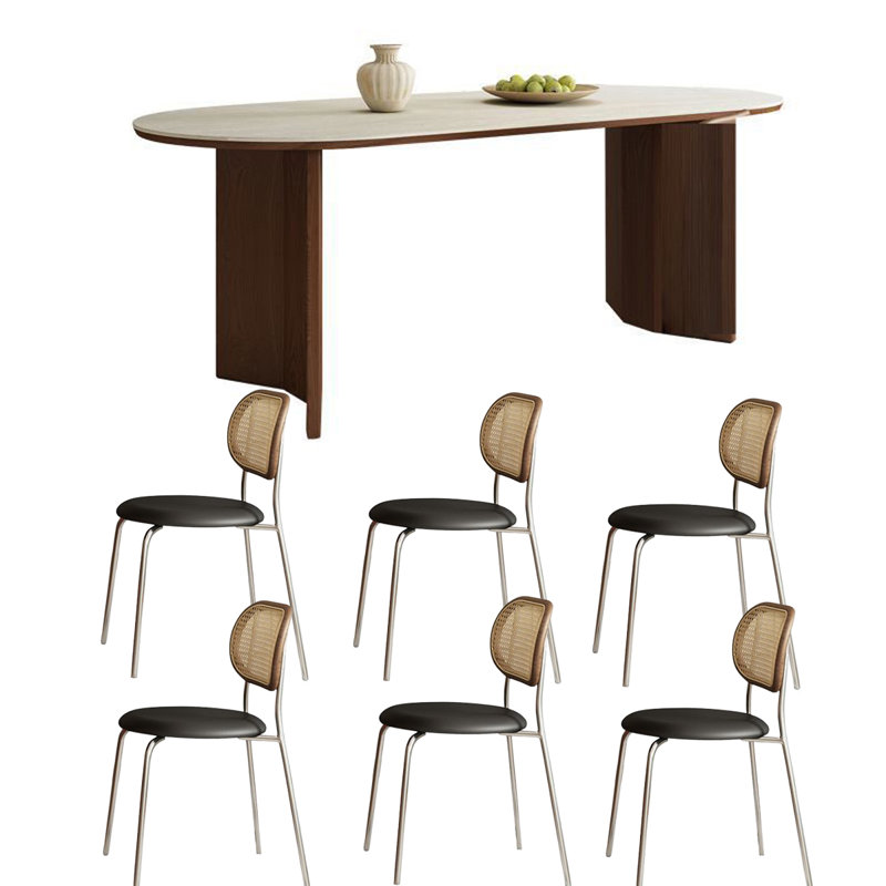 Table de salle à manger ovale avec pieds arqués, H 29,5 po x L 70,9 po x l 35,4 po