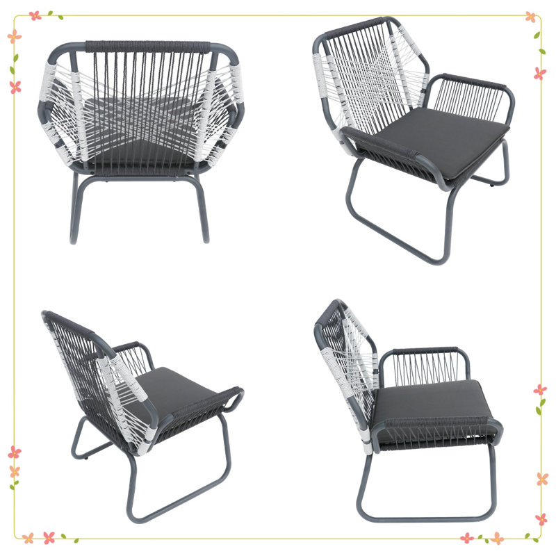Chaise de patio grise tissée grise (ensemble de 2)