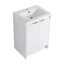 Meuble-lavabo autoportant de 36 po avec lavabo en résine et 1 armoire de rangement, portes et tiroir à fermeture en douceur, blanc brillant, contreplaqué (emballage KD)