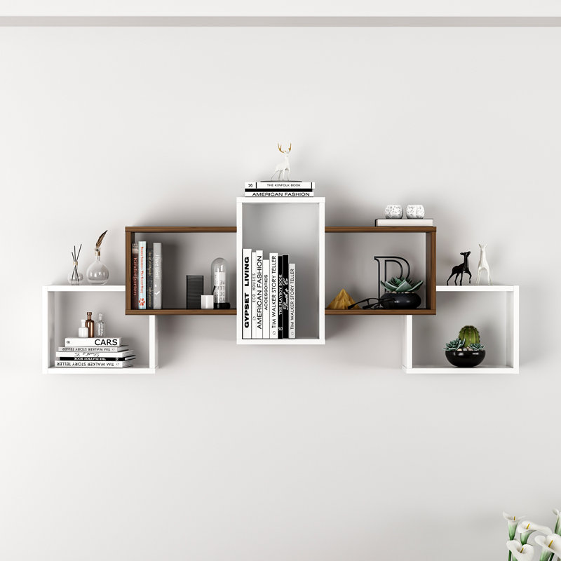 Camryn Wood Cube Shelf, White/Brown