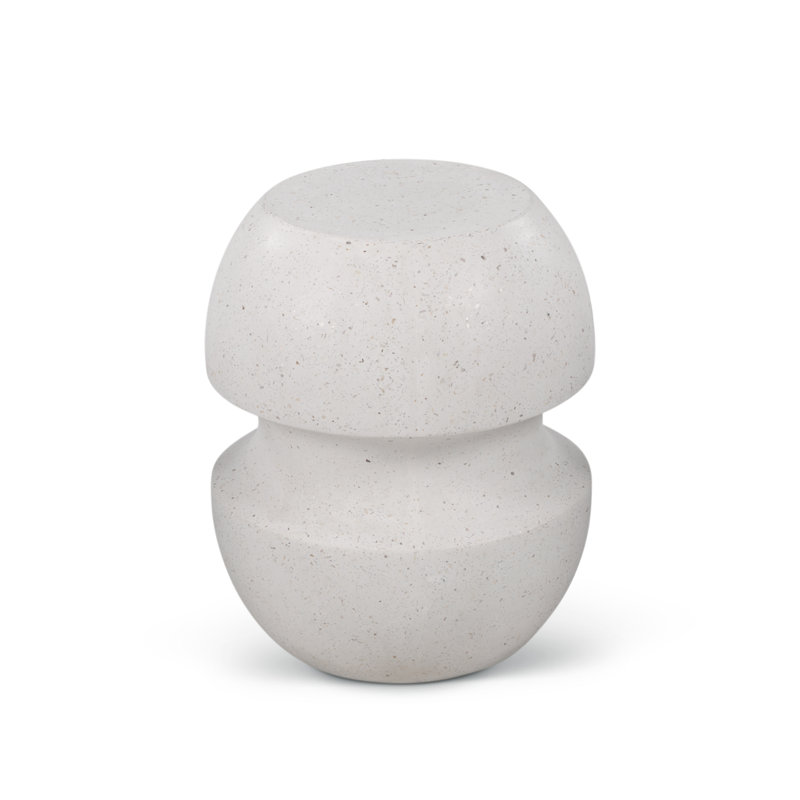 Cyrus Indoor/Outdoor Concrete End Table, Ivory Terrazzo