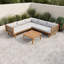 Méridiennes de patio en bois avec chaise d'angle, table et coussins-133244491