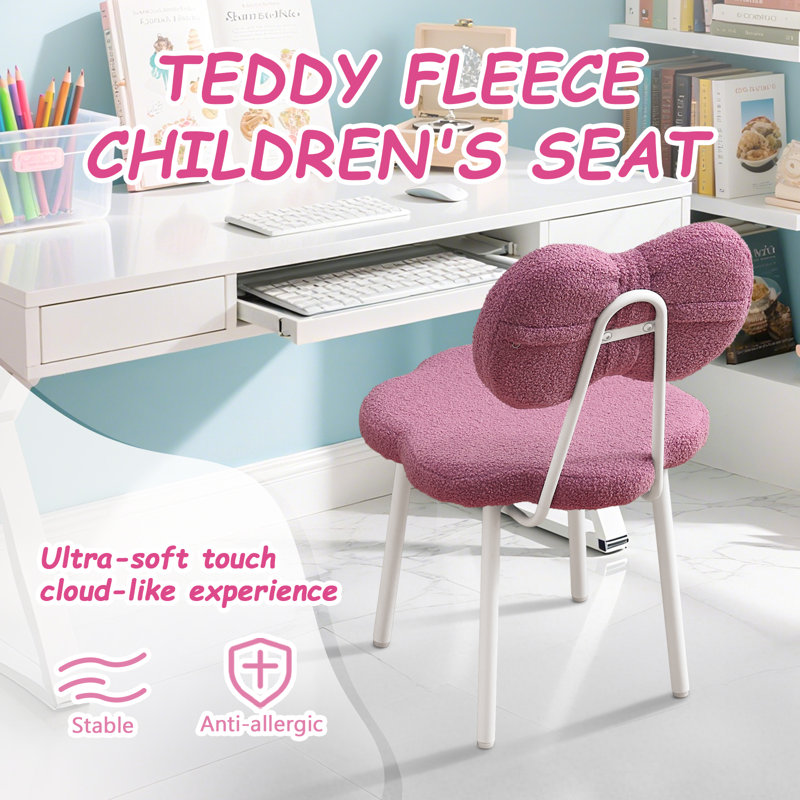 Chaise de bureau pour adolescent Chaise de coiffeuse pour fille Chaise de bureau pour enfant Teddy, Bleu