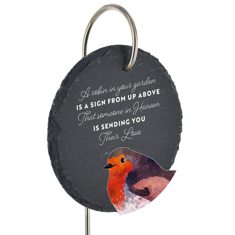 Bralie Slate Circle Robin Grave Marker Memorial Plaque