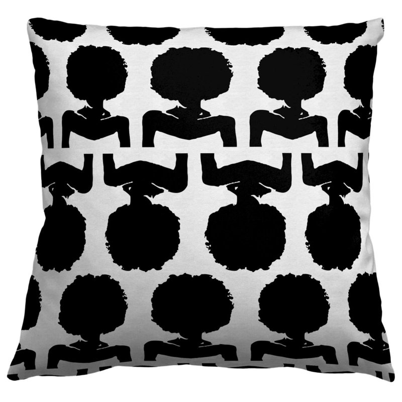 Silhouette Linen Square Pillow Cover & Insert, Black