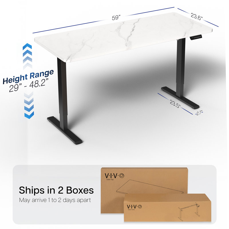 Adjustable Height Steel Standing Desk, Black