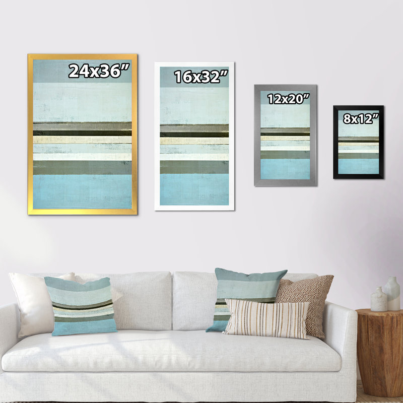 Art moderne gris et bleu II 2FDP47721, Cadre noir, H 20 po x l 12 po x P 1 po