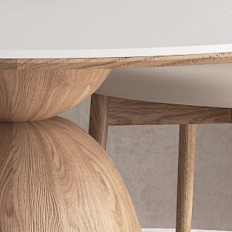 Table ronde en bois massif en bois fritté blanc, robuste et durable, 29.53"H x 59.06"L x 59.06"W