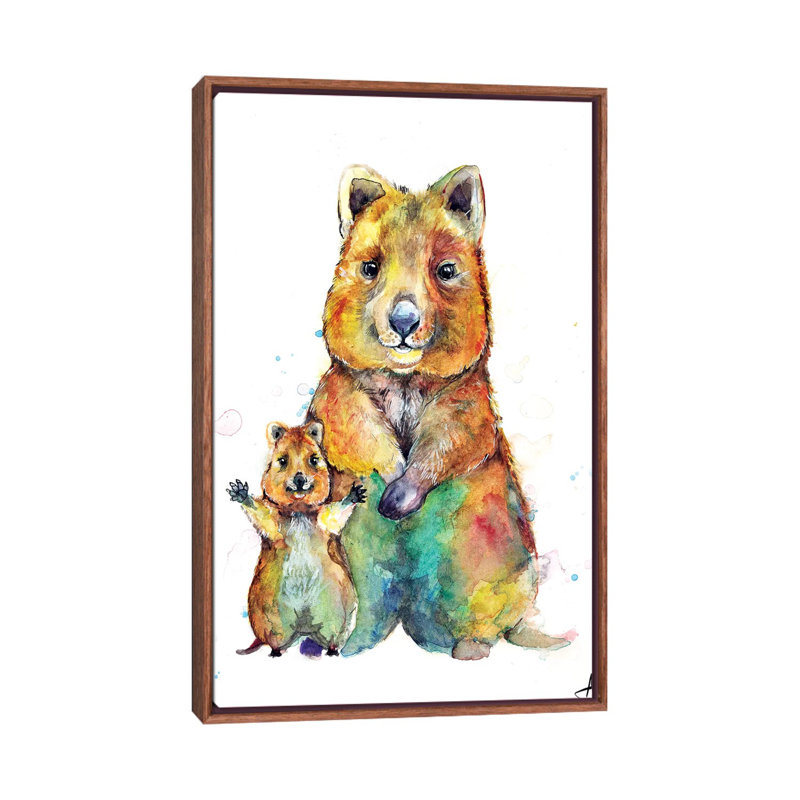 Art encadré pour enfants Qwazy Quokkas, H 60 po x l 40po x P 1,5 po, Toile classique avec cadre brun