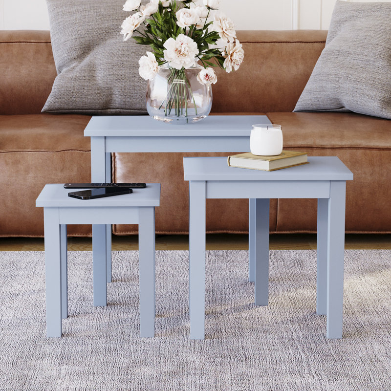 Analynn 3 Piece Nest of Tables, Grey, Grey