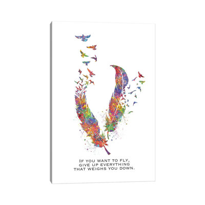 Feather Quote Portrait by Genefy Art - Wrapped Canvas Print