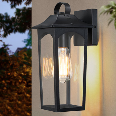 Applique murale d'extérieur 1 lumière H 13,75 po avec abat-jour en verre transparent 1 lumière
