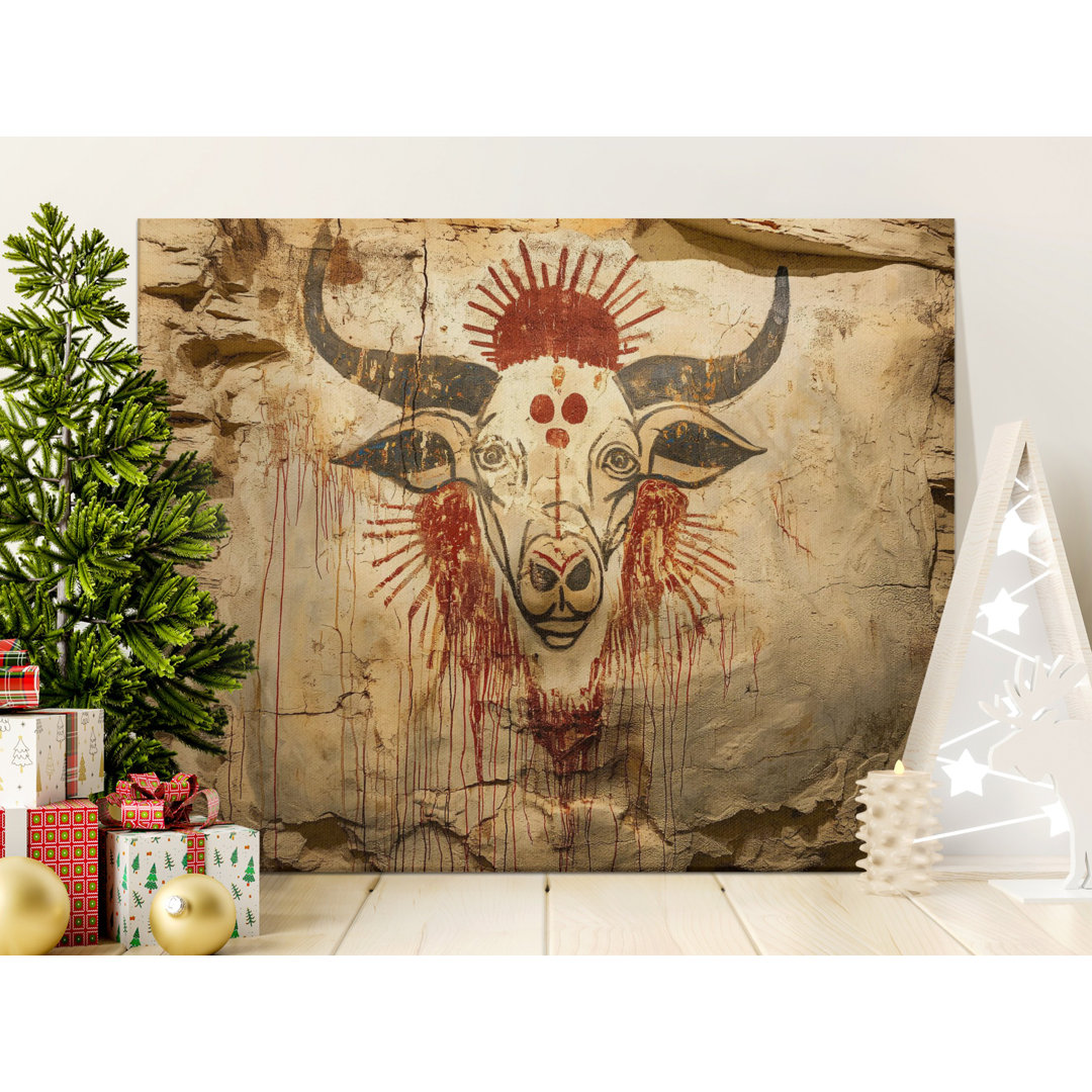 Bison Skull Canvas Wall Art, Native American Inspired Decor, Gallery Wrapped Print, Ready to Hang, Archival Inks, Statement Piece
