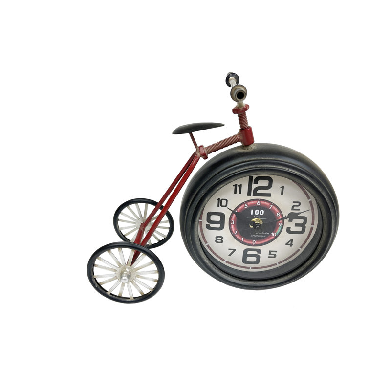 Analog Metal Quartz Movement / Crystal Tabletop Clock in Red/Black