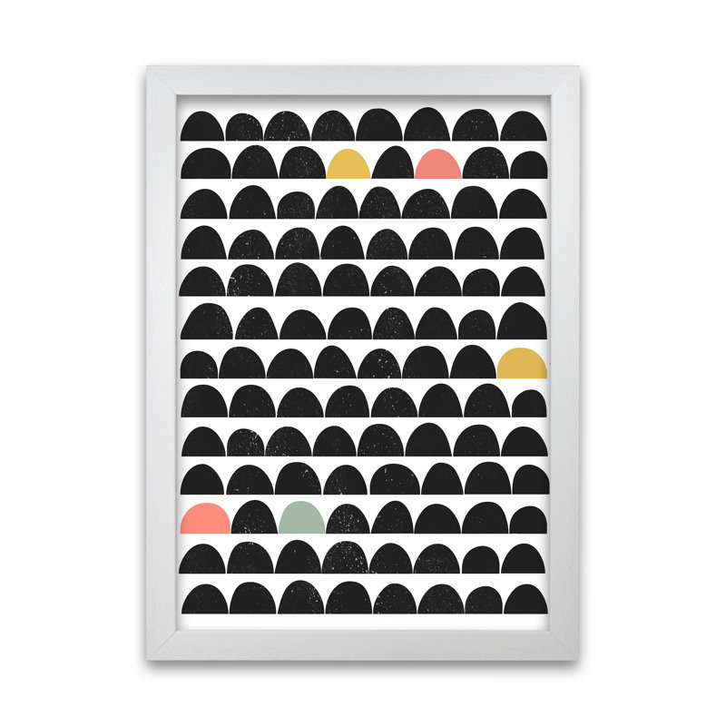 Mid Century Black And Colour - Print, White Frame, 59cm H x 42cm W x 3cm D