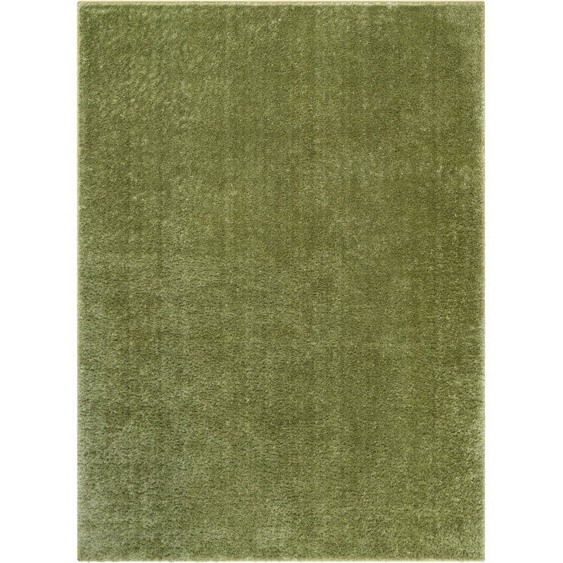Rainbow Well Sheepskin Shag Green Rug, Rectangle 120 x 160cm