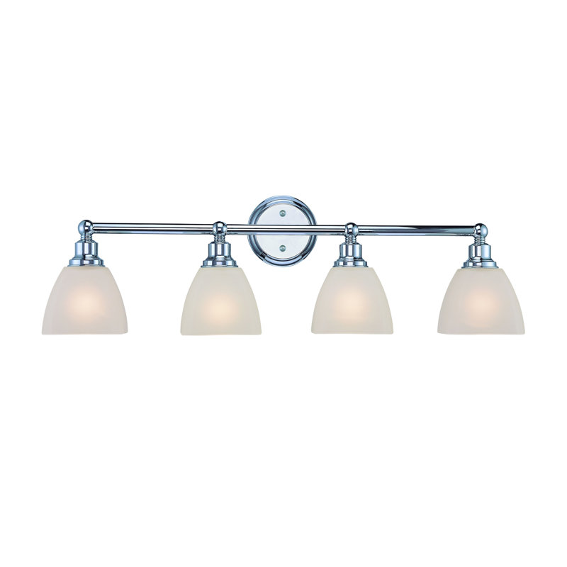 Éclairage pour meuble-lavabo 4 lumières Shruti, Chrome, Blanc givré