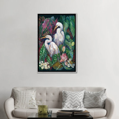 Egret Begonias - reproduction d'art murale - toile encadrée